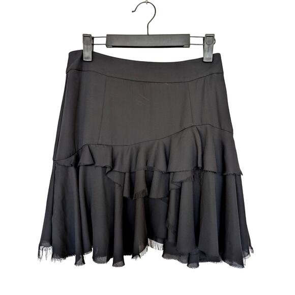 Diesel Black Ruffle Fray Hem Skirt Size 27 - Picture 1 of 10